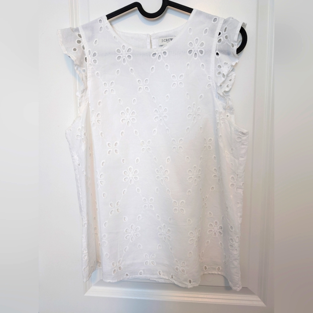 J.Crew Factory Short Sleeve Blouse White S, EUC